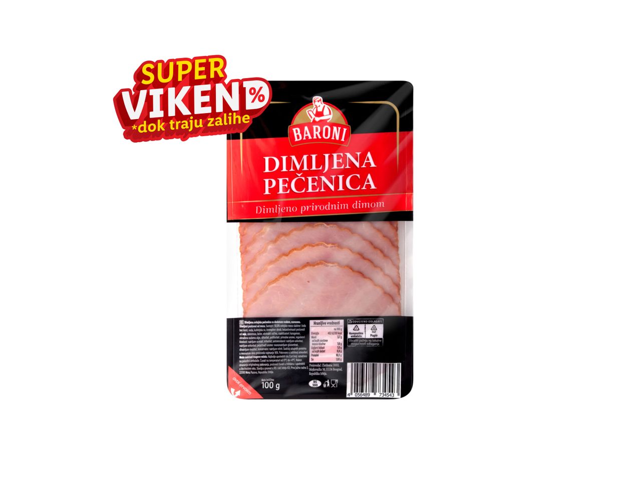 Pakovanje dimljene pileće pečenice marke Marin, akcija Super Vikend.