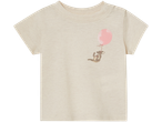 Beige baby t-shirt featuring a kangaroo and balloon.