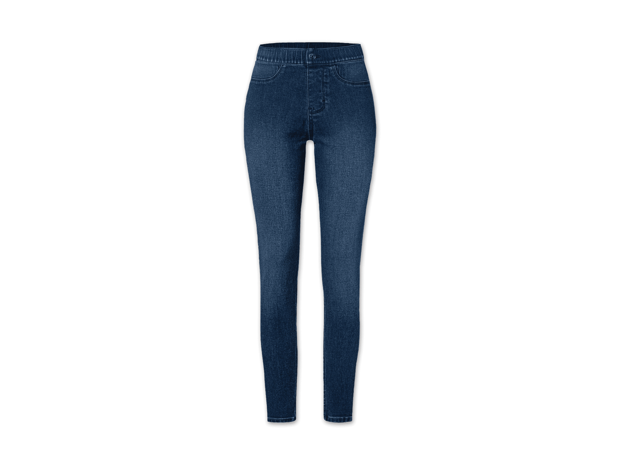 Dunkelblaue Jeanshose.