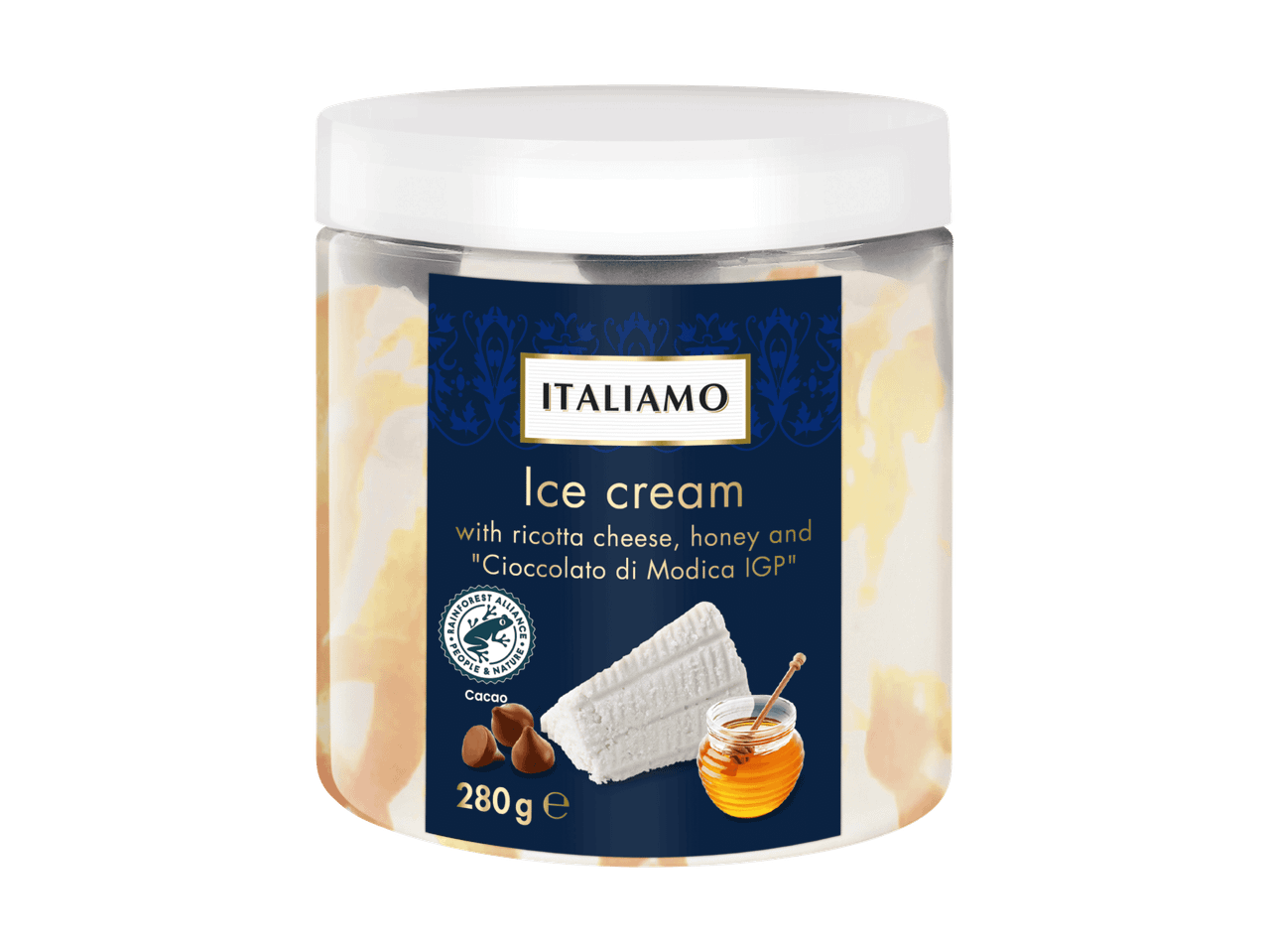 Italiano Eiscreme mit dunkler Schokolade, Honig und Meersalz (200g)