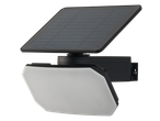 Solar-powered LED wall light with an adjustable solar panel and a white diffuser.
