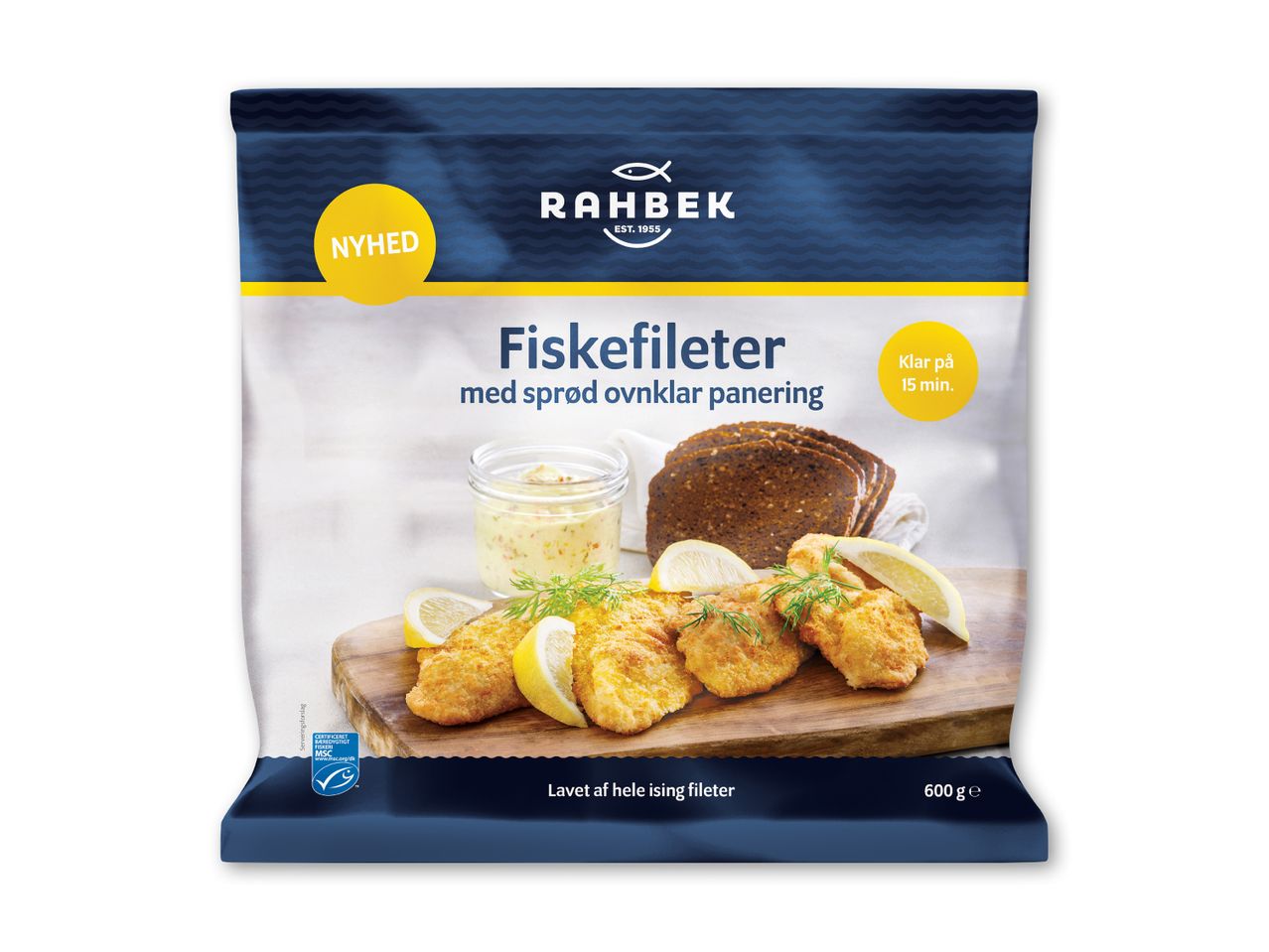 Rahbek fiskefileter med sprød ovnklar panering, klar på 15 minutter, 600g.