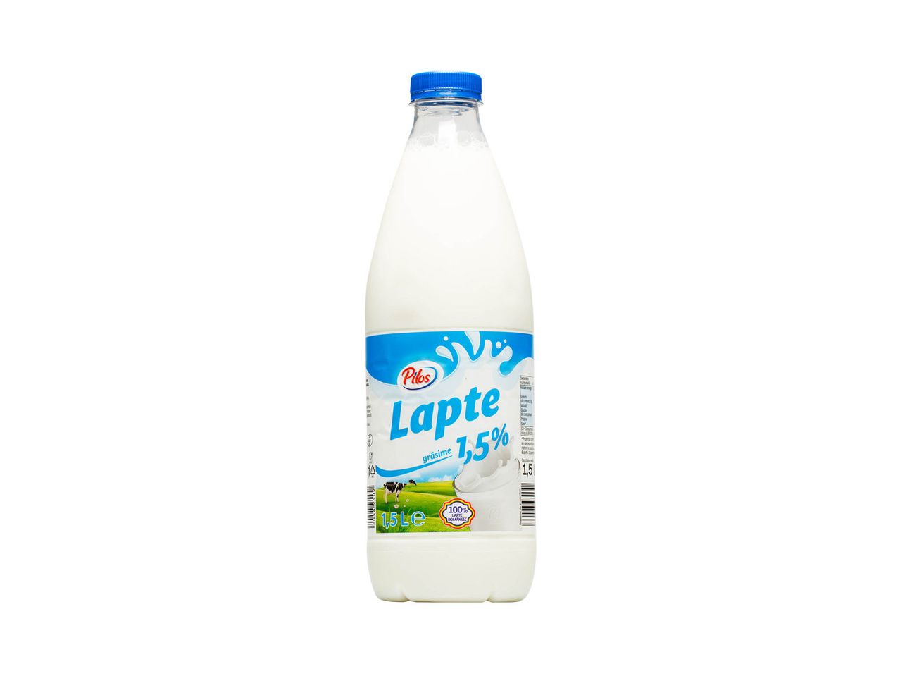 Sticlă de lapte Pilos Lapte 1,5%.