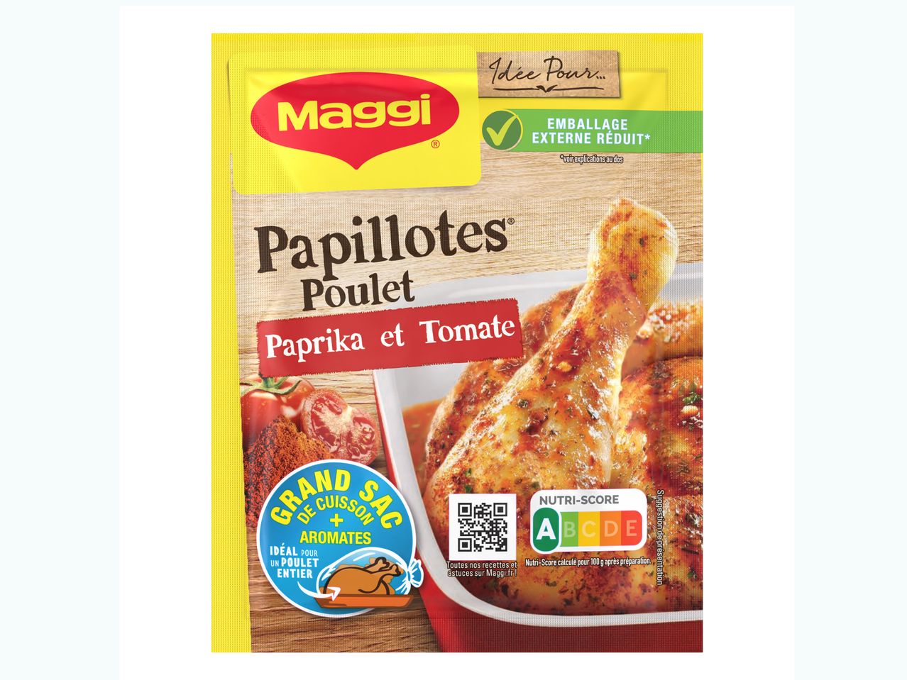 Assaisonnement Maggi Papillote poulet, paprika et tomate.