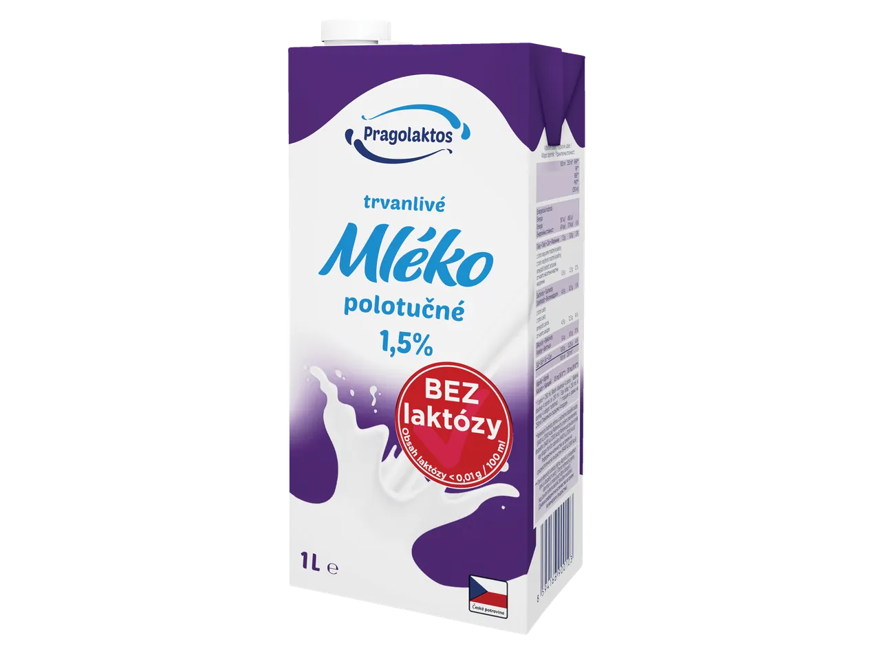 Bezlaktózové trvanlivé mléko 1,5%