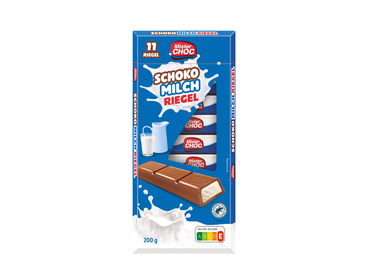 Mister Choc Milch-Schokolade Riegel: 11 Stück im kindgerechten Design.