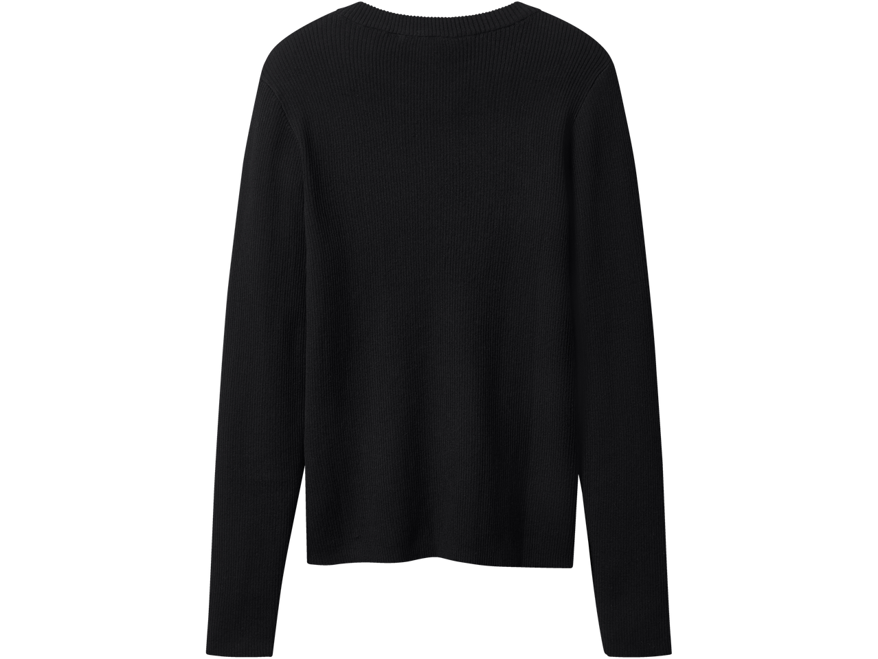 Esmara sieviešu melns rievots džemperis ar garām piedurknēm