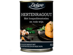 Deluxe Hertenragout met bospaddenstoelen en rode wijn in blik.