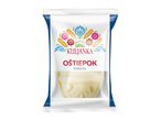 Packaged cheese with a folk-art inspired design, featuring the text 'OŠTIEPOK CHEESE'.