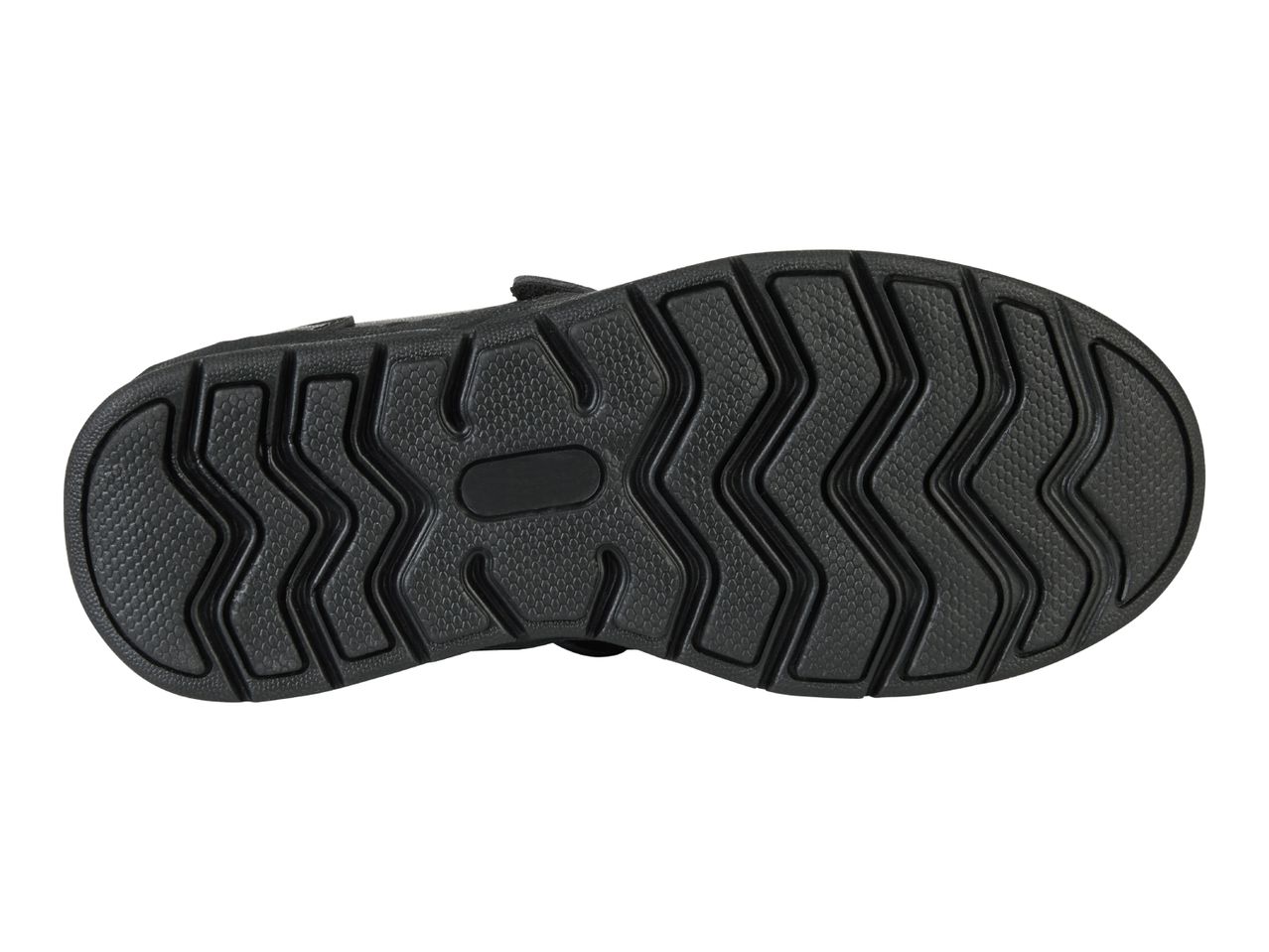 Black shoe sole with a zig-zag pattern.