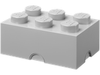 Üks valge Lego® klots, osa Kutija za kocke komplektist, mustal taustal.
