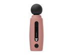 Pink handheld massager with a black spherical head, power button, and LED indicators.