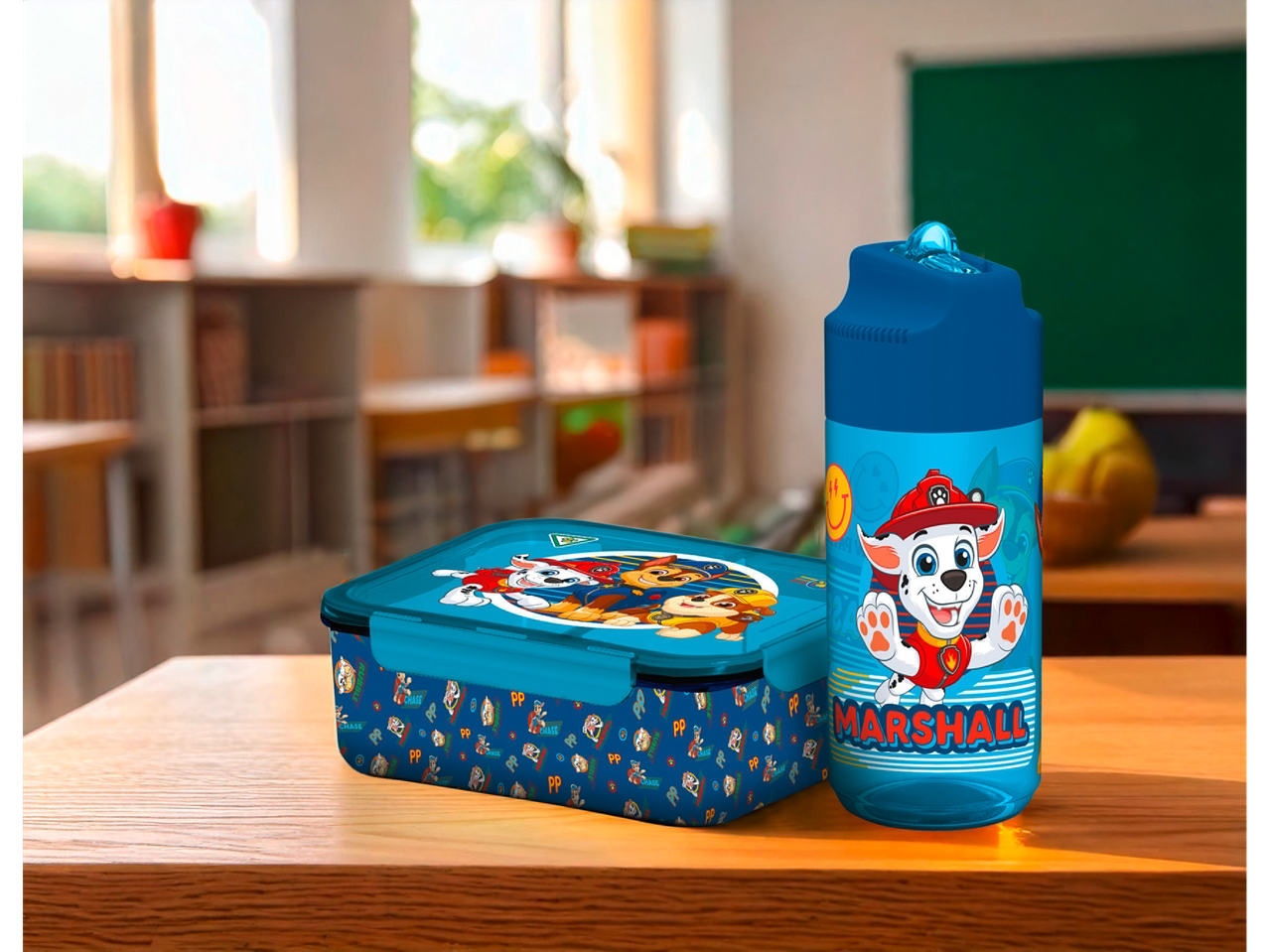 Paw Patrol vandens butelis ir pietų dėžutė vaikams.