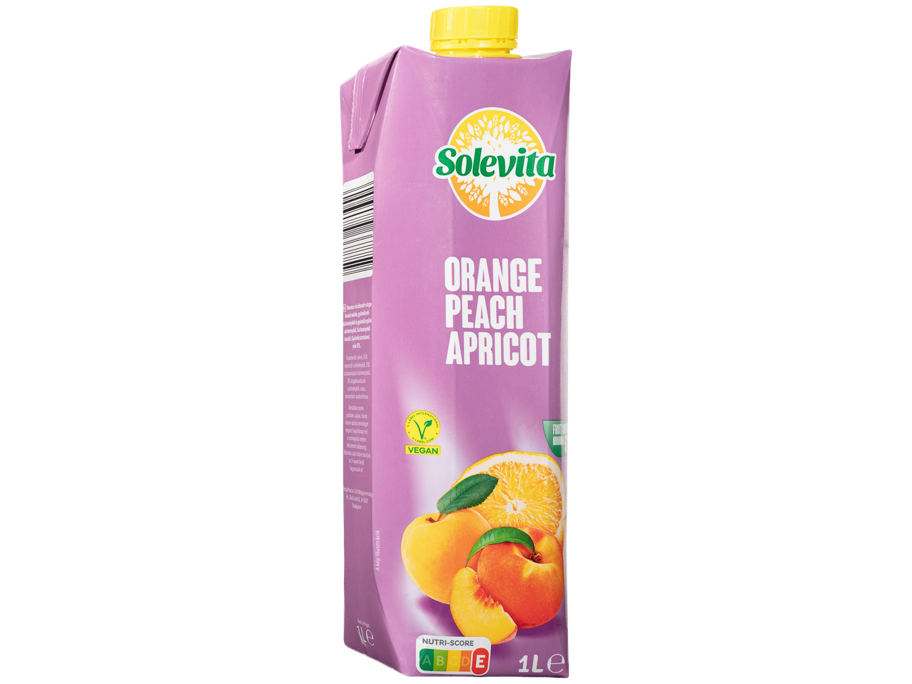 Narancs, őszibarack és sárgabarack nektár, vegán, Nutri-Score A.