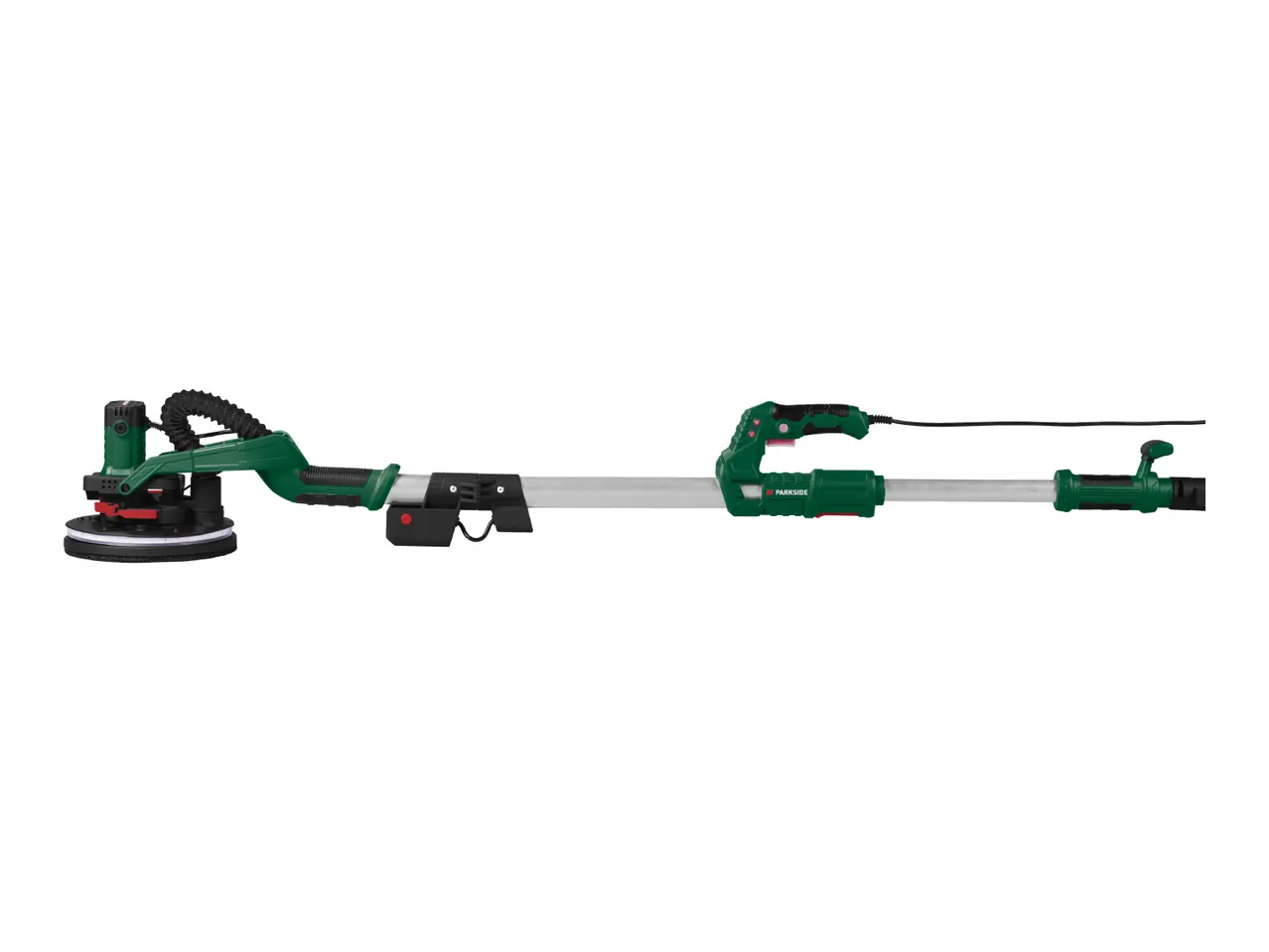 Long-reach drywall sander with a circular sanding head and an adjustable handle