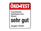 ÖKO-TEST Zertifikat: Crownfield Bio Haferflocken, Bioland, „sehr gut“.