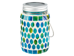 Luz solar com design de mosaico azul e verde.