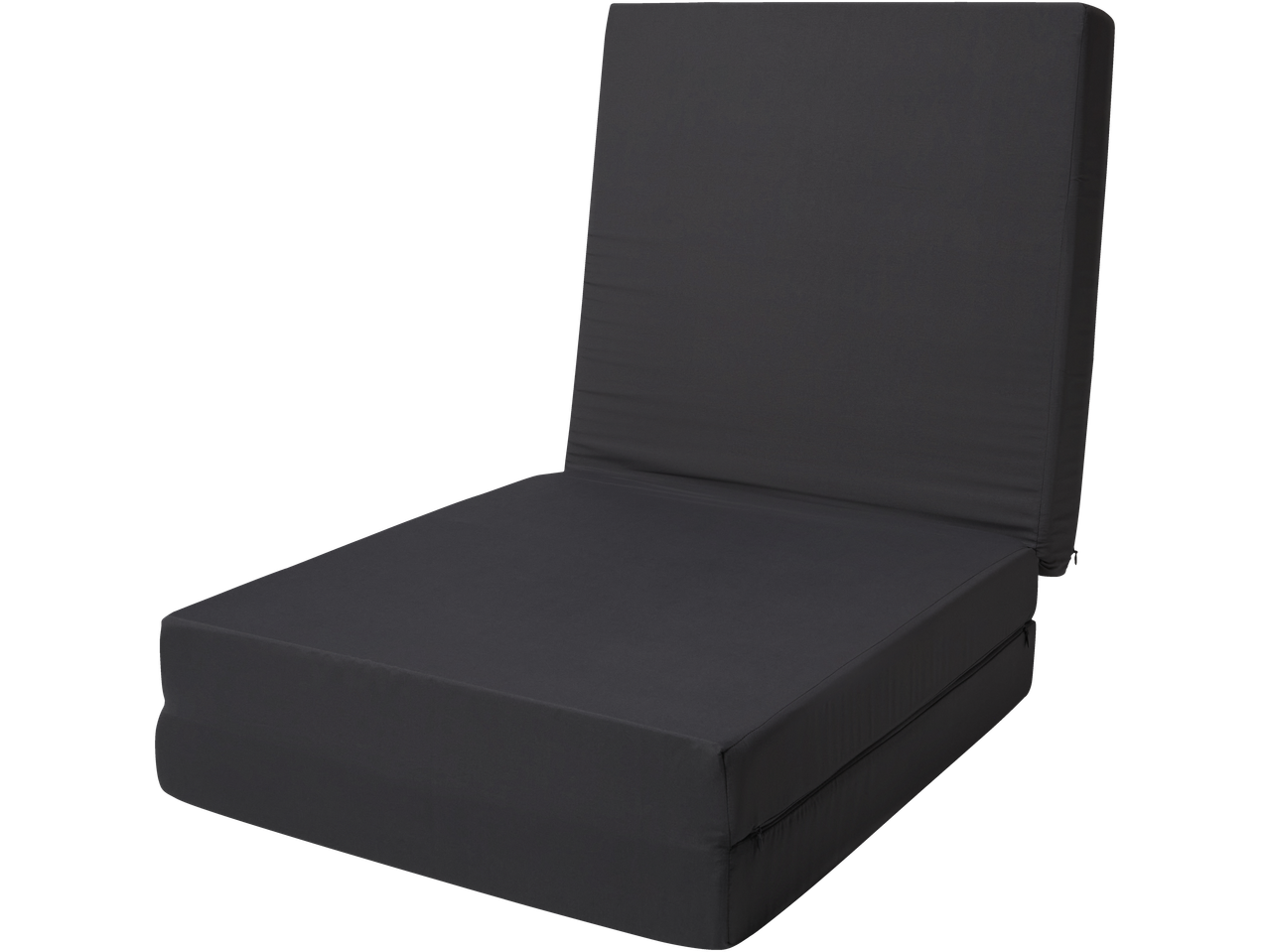 Livarno Folding Mattress in dark grey, partially folded into a chair position.