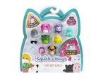 A pack of 8 mini squishy toys with accessories, featuring various animal and monster characters.