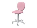 Pink children's desk chair with a white base and wheels