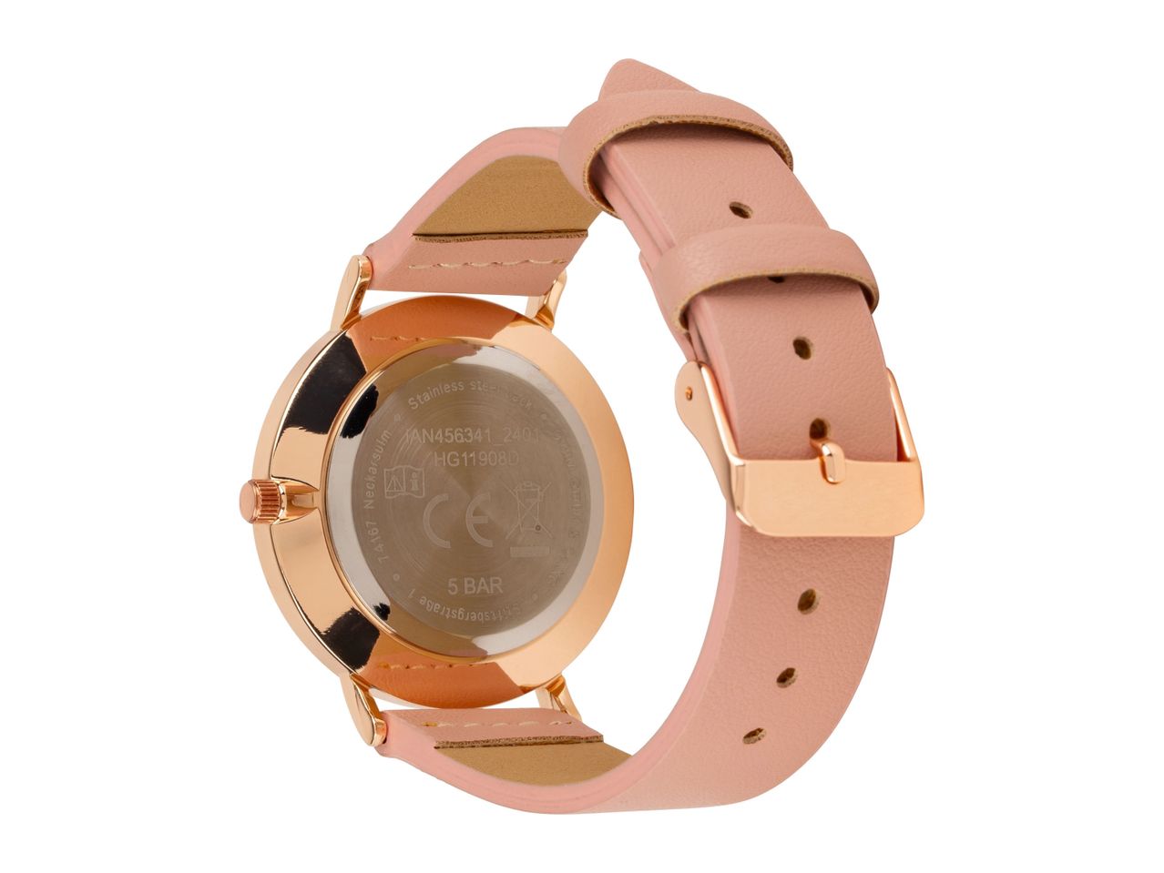 Go to full screen view: Auriol Watch with Pink PU Leather Strap & Jewellery Set - Image 3