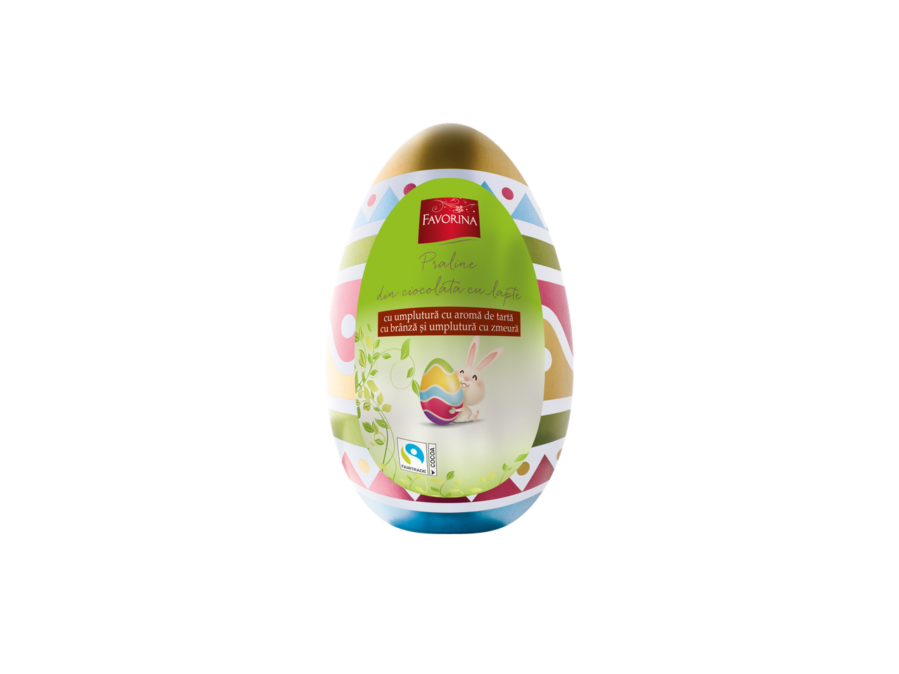 Ou de ciocolată Favorina cu umplutură de tartă și zmeură.