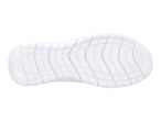 Bottom view of a white shoe sole with a textured pattern.