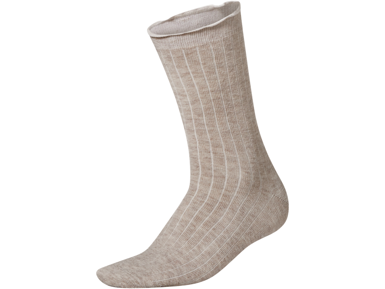 Bēša rievota zeķe uz melna fona