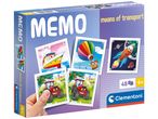 Clementoni's Memo Means of Transport game features 48 illustrated cards for children aged 4+.
