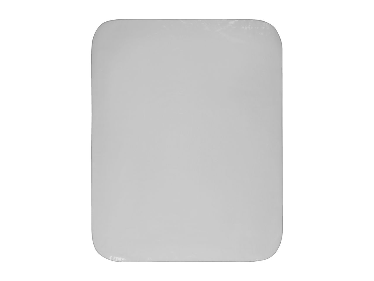 A rectangular, light grey, rounded-edge plastic sheet.