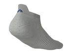 Single grey ankle sock with a blue logo on the heel.