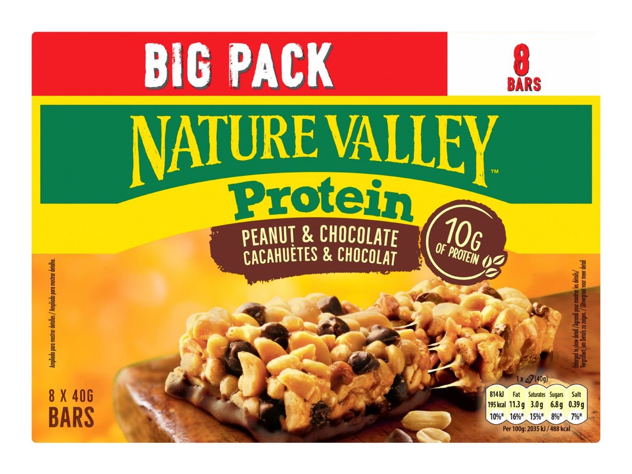 Nature Valley Protein Peanut & Chocolate bars, 8 x 40g big pack.