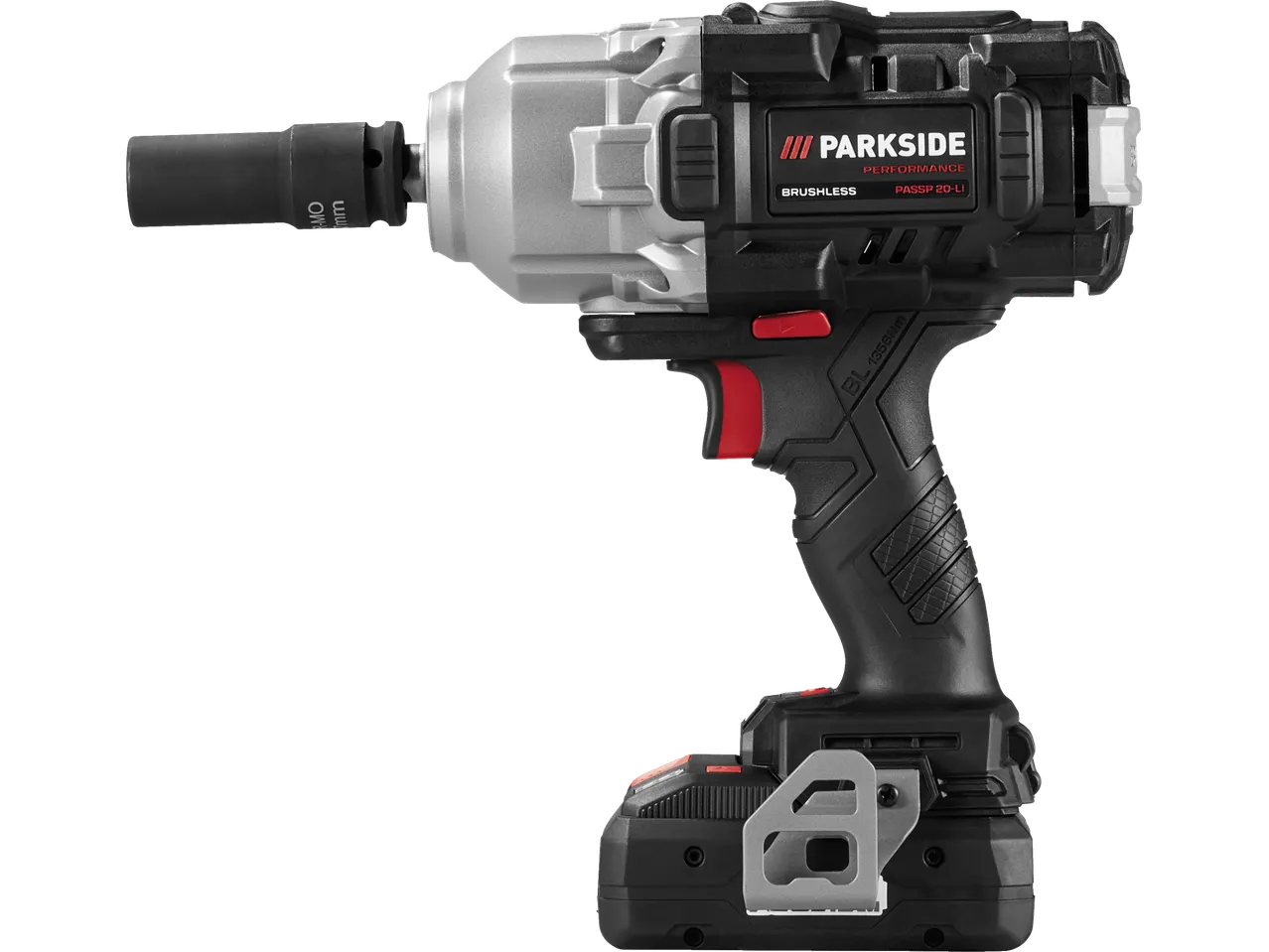 Parkside Performance® 20 V akulöökmutrikeeraja komplekt koos padruniga.