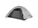 Grey dome tent with an open entrance, isolated on a white background.