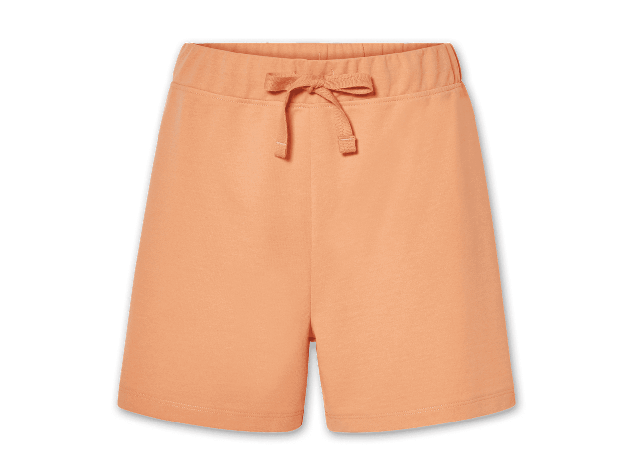 Kurze, orangefarbene Jogginghose mit Kordelzug.