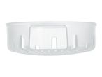 White plastic strainer basket with slotted sides and a perforated bottom