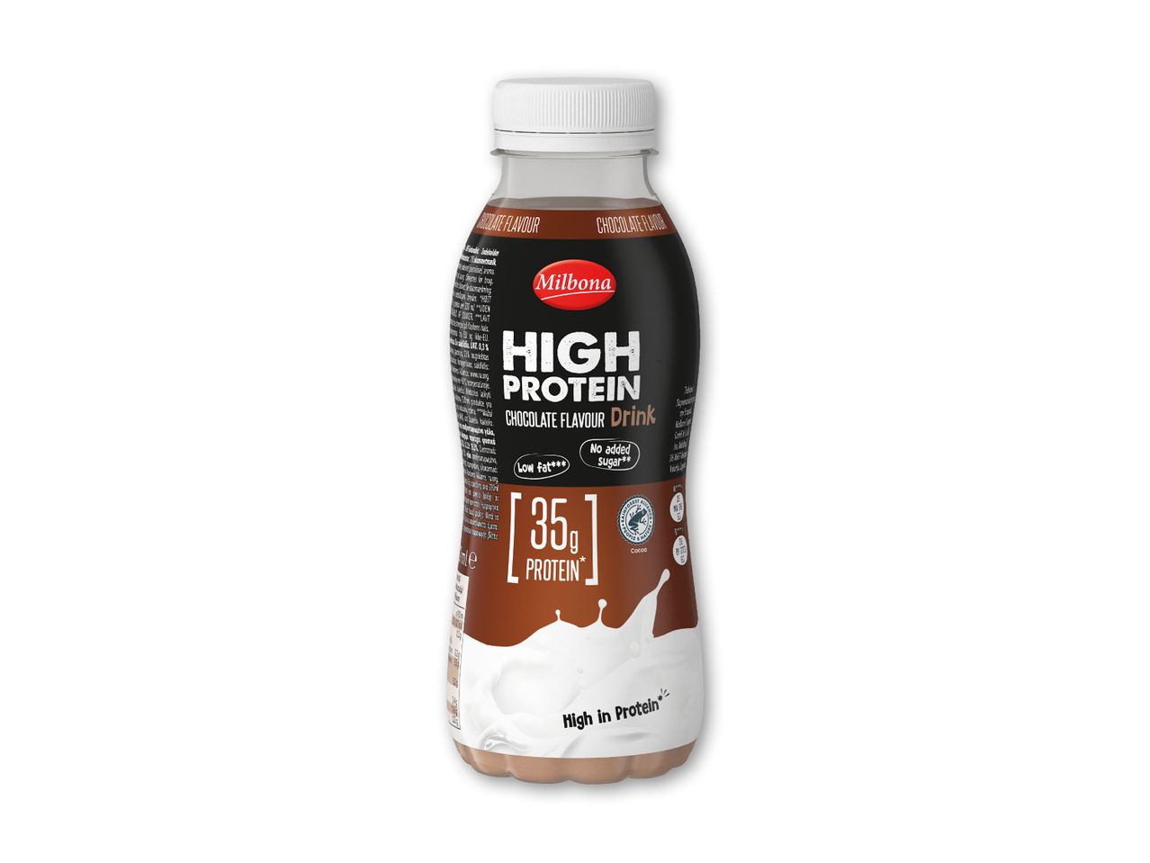 Chokoladeproteindrik med 35g protein, lavt fedtindhold og uden tilsat sukker.