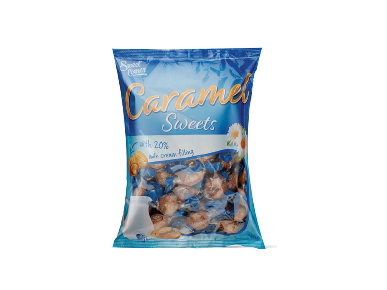 Pakovanje slatkiša Sweet Corner Caramel Sweets sa 20% mlečne kreme.