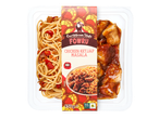 Kant-en-klaarmaaltijd met kip ketjap masala en spaghetti, 450g, Caribische stijl.