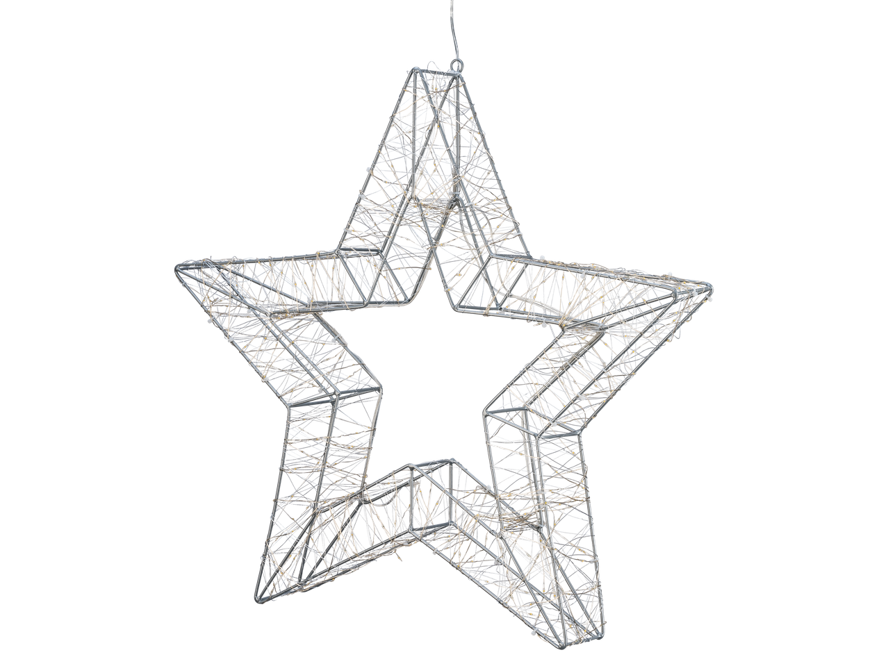 Valge LED-valgustähe kaunistus mustal taustal.