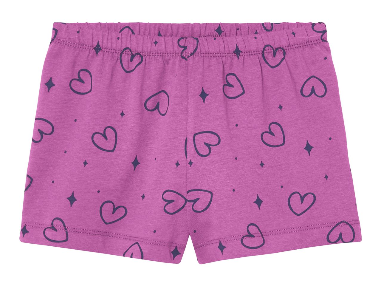 Kids' shorts with heart pattern.