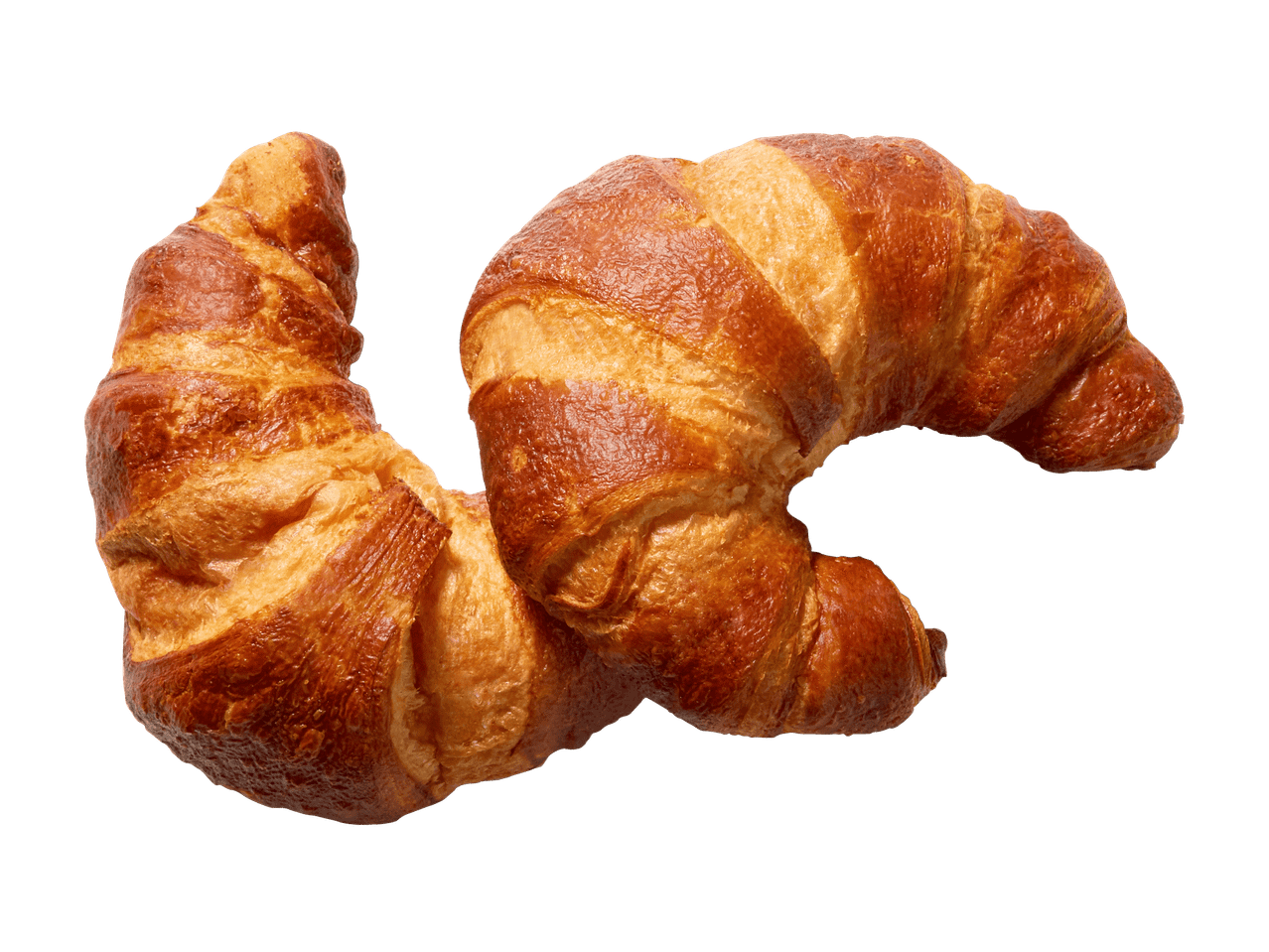 Zwei goldene Croissants auf schwarzem Hintergrund.
