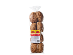 Acht XXL meergranenbollen in een plastic zak met een geel en rood etiket.