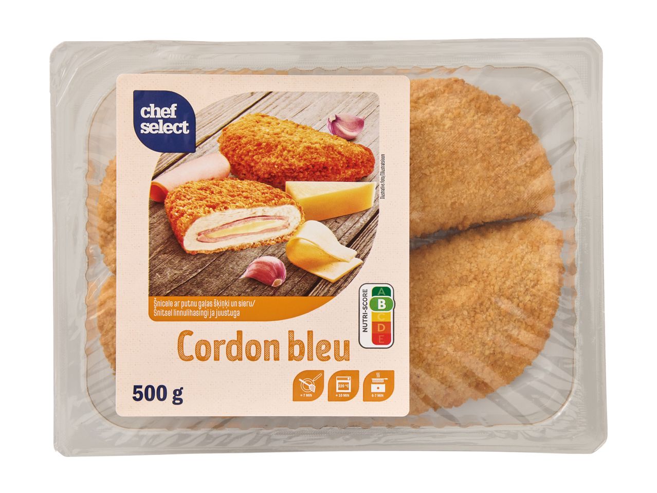 Chef Select Cordon Bleu pakend kana, singi ja juustuga.