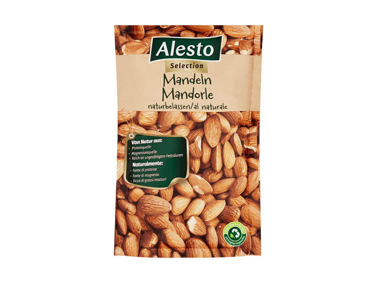 Packung Alesto Selection Mandeln, naturbelassen.