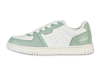 Ein Paar mintgrüne und weiße Turnschuhe mit dem Aufdruck 'Paris'.