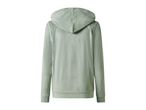 Back view of a light green velvet hoodie