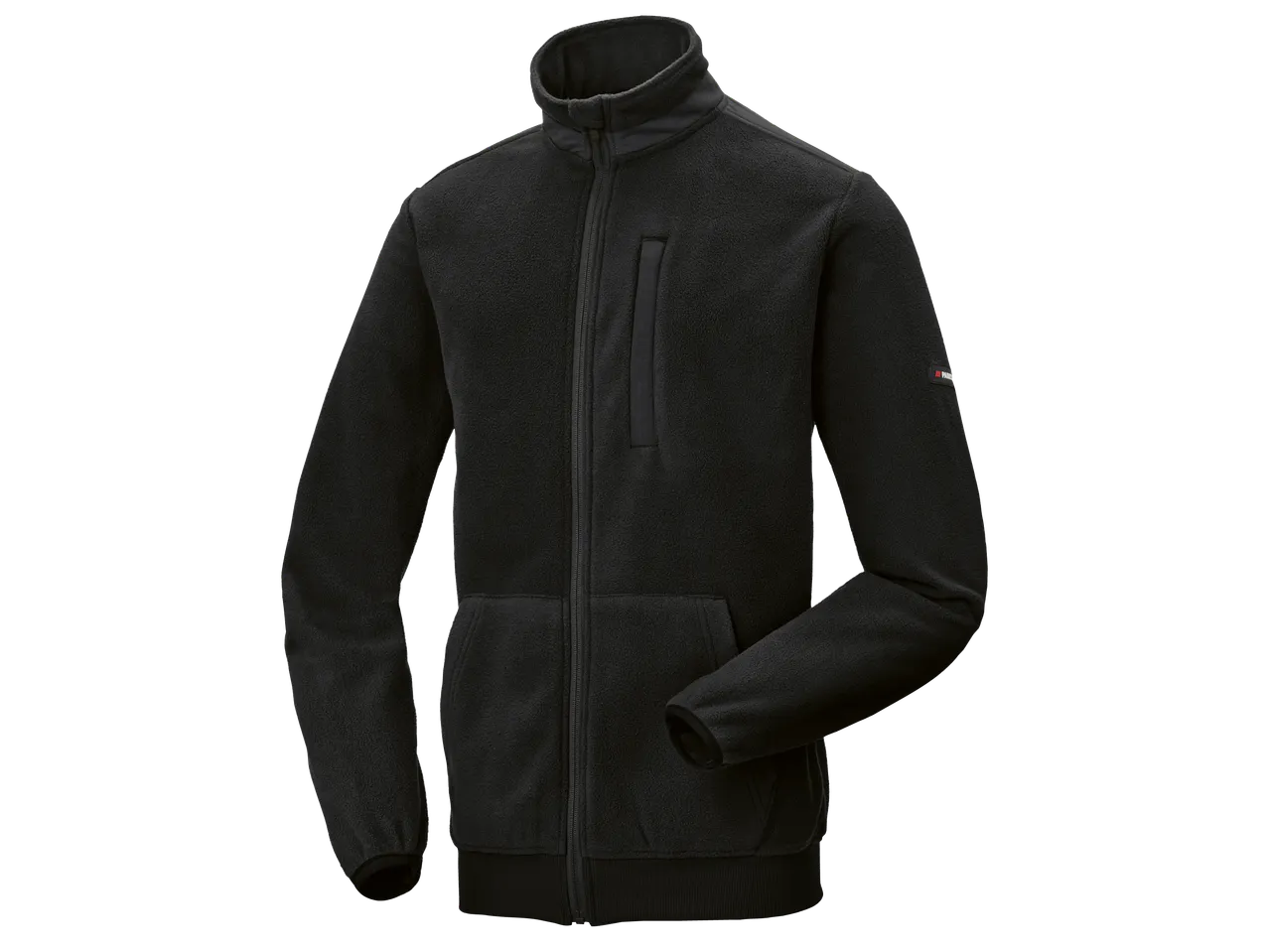 Мъжко черно поларено яке с цип и висока яка.