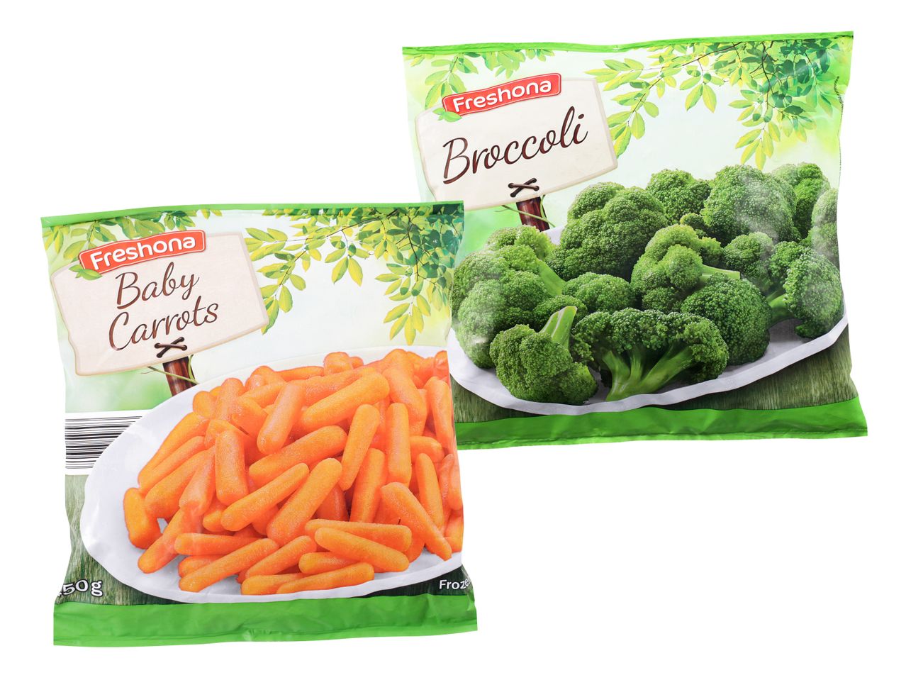 Zamrznjeni baby korenje in brokoli Bonduelle.