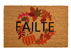 Autumn coir doormat with 'FAILTE' text and fall leaves